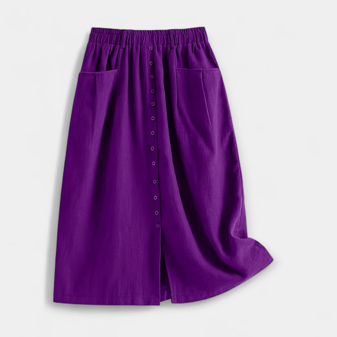 Magdaléna – Tyylikäs vintage-midihame taskuilla