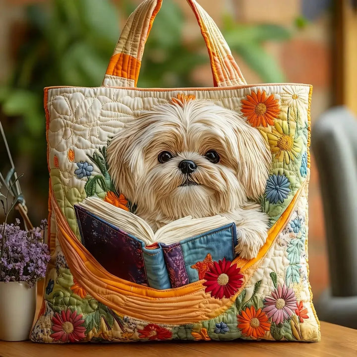 Käsintehty laukku – Shih Tzu ja kirjat