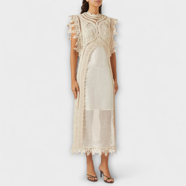 Mira – Kudottu läpikuultava organza-maksimekko
