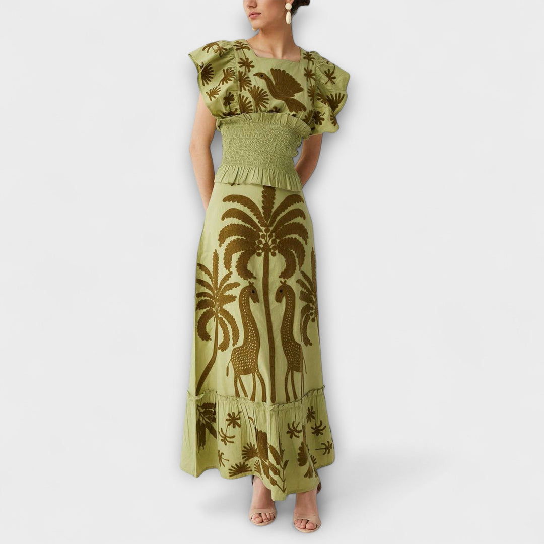 Amy – Tyylikäs palmukuosinen mekko