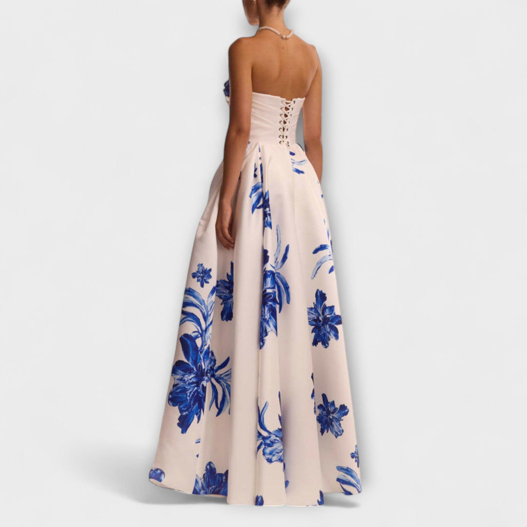Rosalie – elegantní květinové maxi šaty s odhalenými rameny