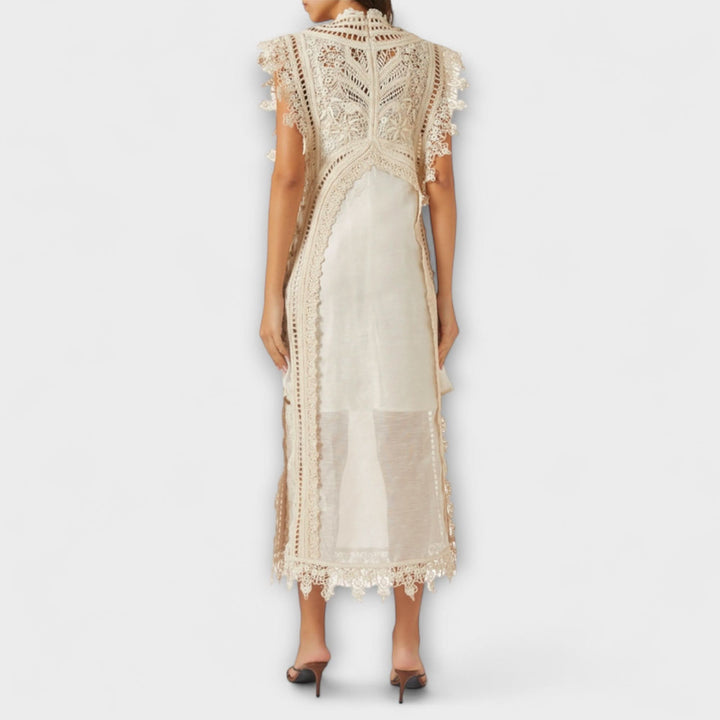Mira – Kudottu läpikuultava organza-maksimekko