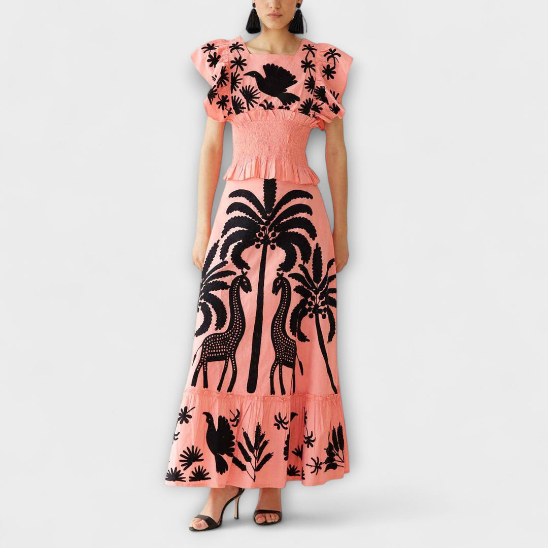 Amy – Tyylikäs palmukuosinen mekko