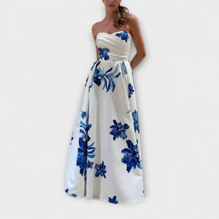 Rosalie – elegantní květinové maxi šaty s odhalenými rameny