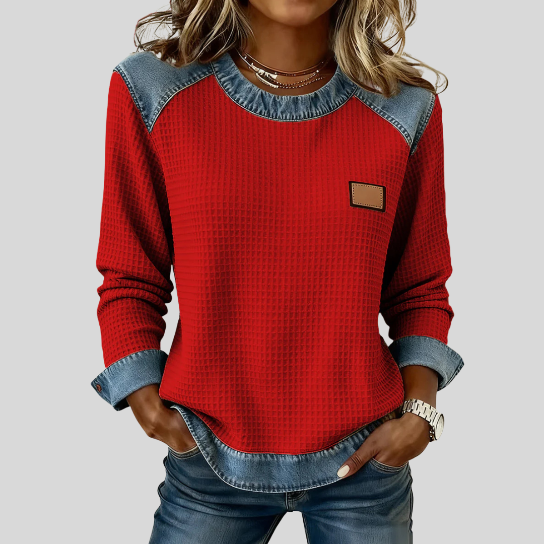 Roseline | Sweat Gaufré Effet Denim