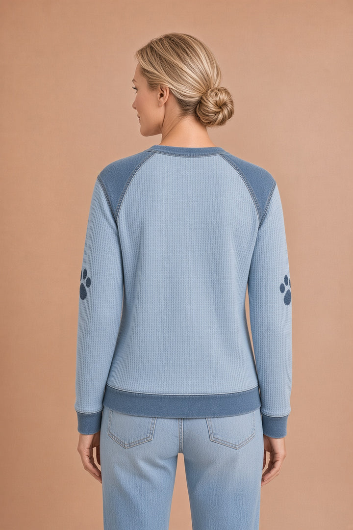 Nuria – Lumoava mäyräkoira denim-patchworkilla – kuva 4