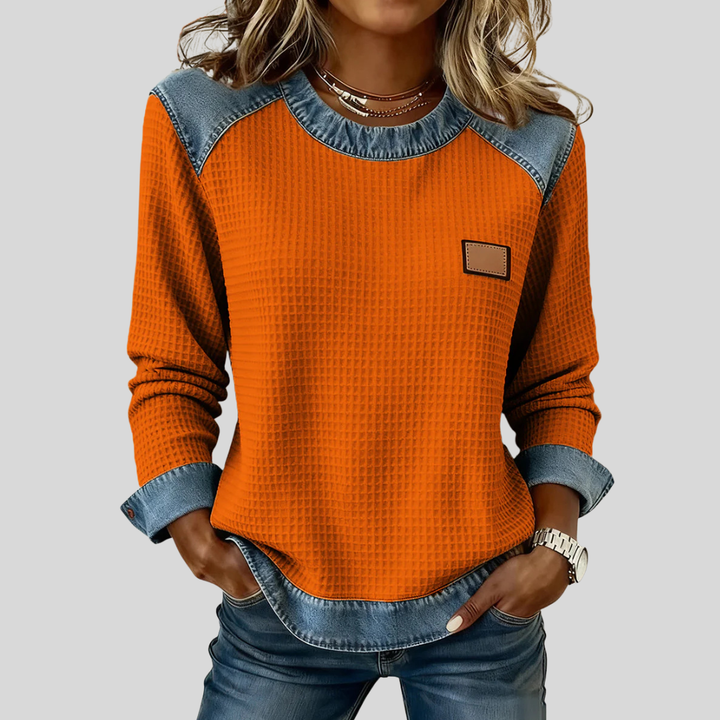 Roseline | Sweat Gaufré Effet Denim