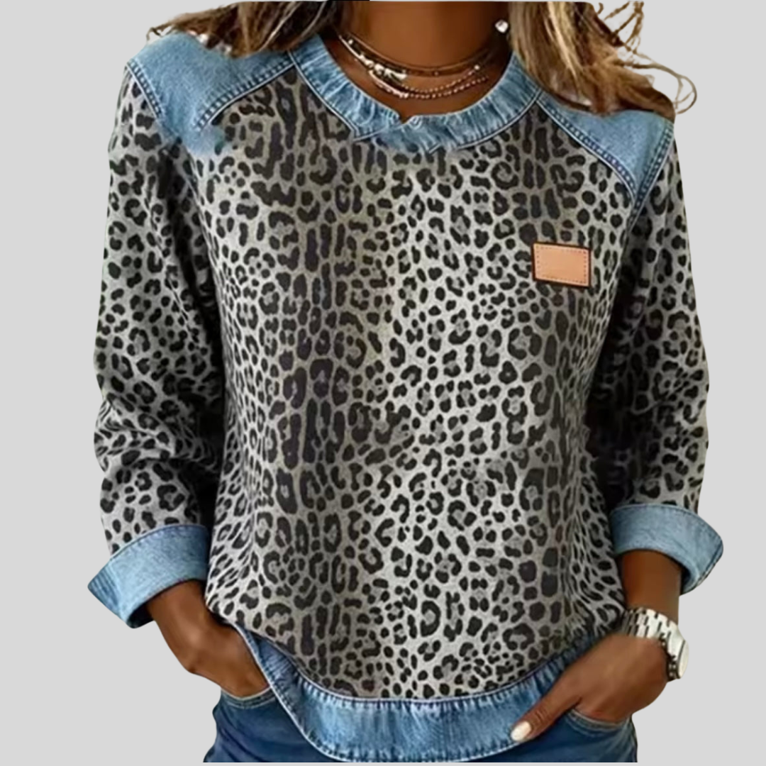 Laure | Sweat Leopardi Denim-efektillä