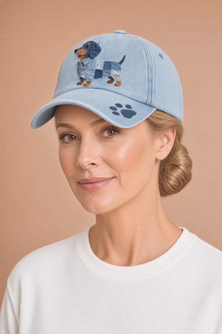 Bonita – Unisex-patchwork-denimlakki mäyräkoiramotiivilla – kuva 2
