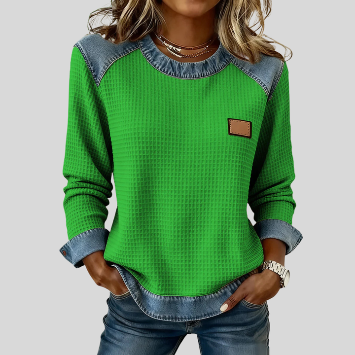Roseline | Sweat Gaufré Effet Denim