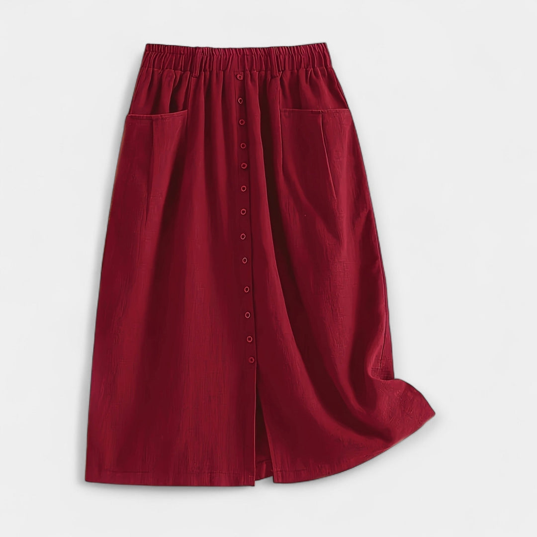 Magdaléna – Tyylikäs vintage-midihame taskuilla