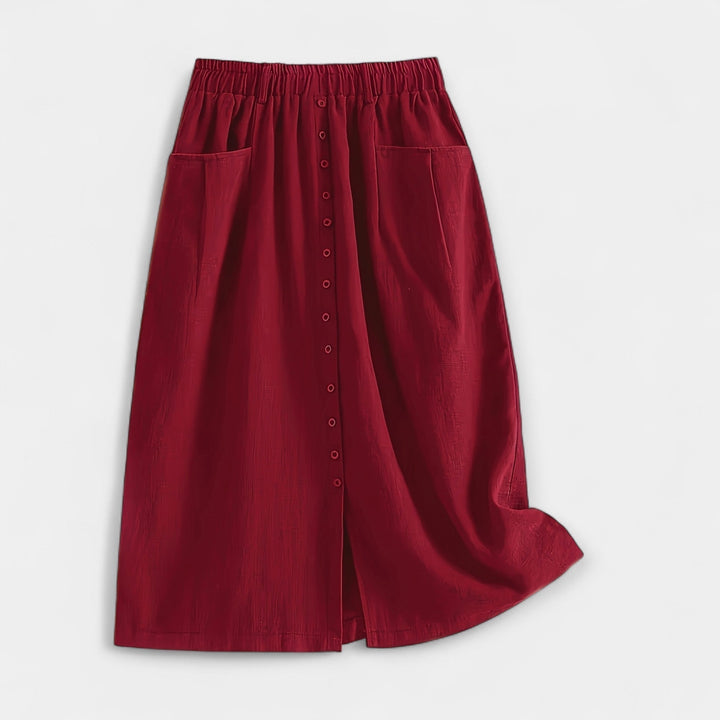 Magdaléna – Tyylikäs vintage-midihame taskuilla