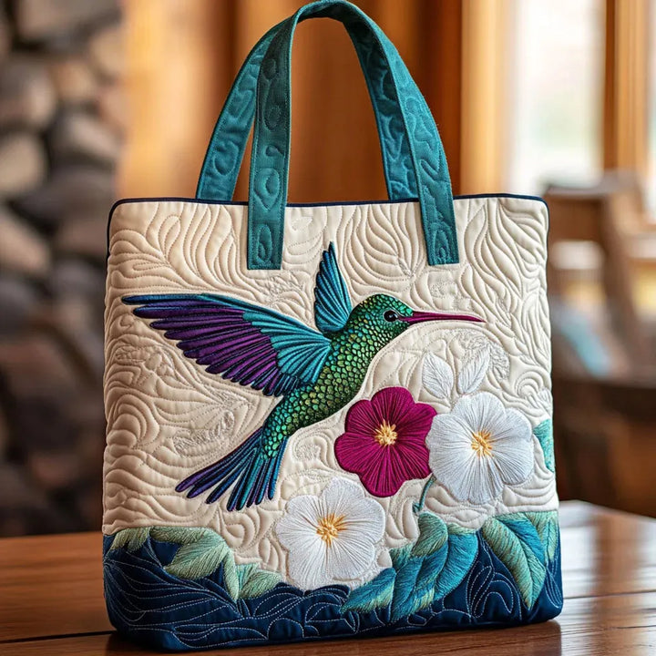 Käsintehty laukku – Kolibri ja kukat