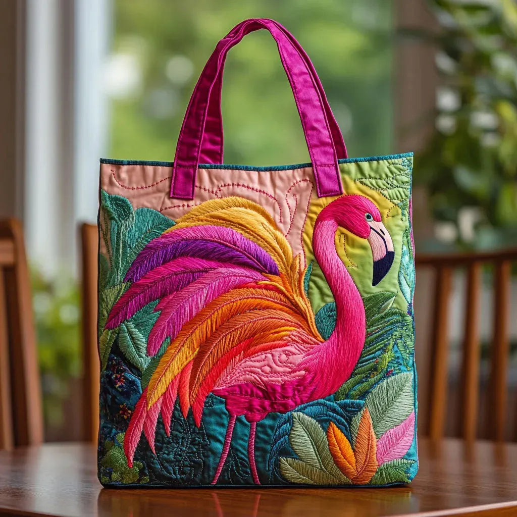 Käsintehty laukku – Flamingo ja sateenkaari