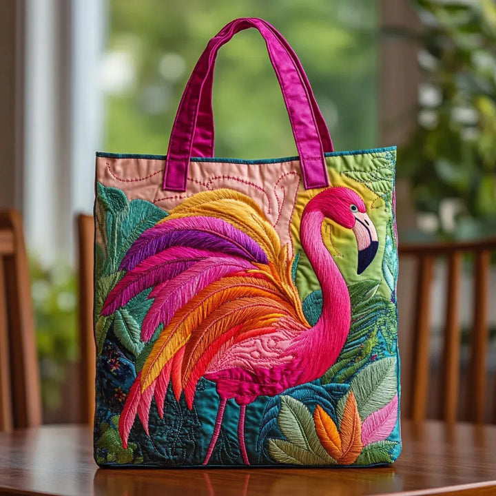 Käsintehty laukku – Flamingo ja sateenkaari