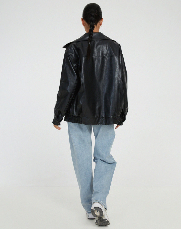 Oversize-bomber-takki tekonahasta naisille
