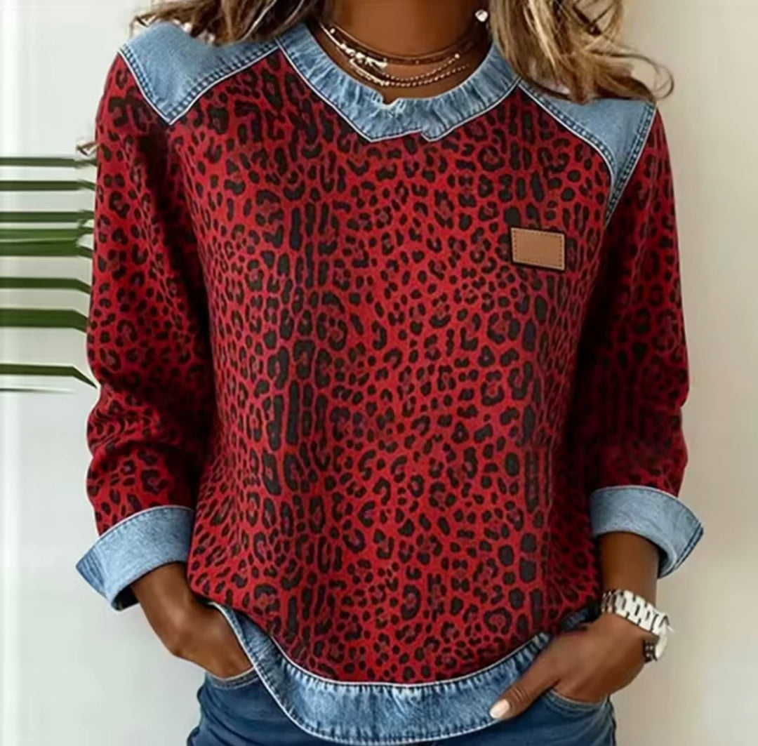 Laure | Sweat Leopardi Denim-efektillä