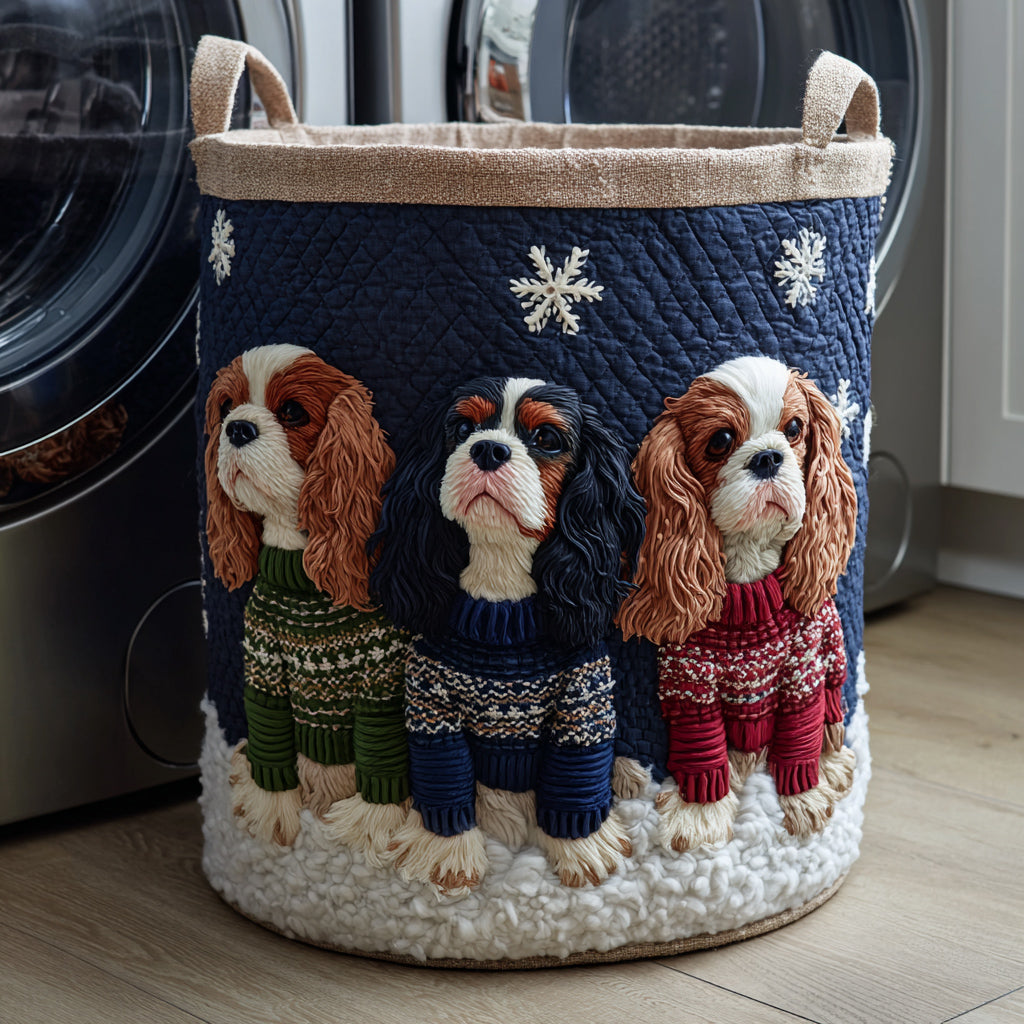 Cavalier King Charles neuleella | Pehmustettu säilytyskori