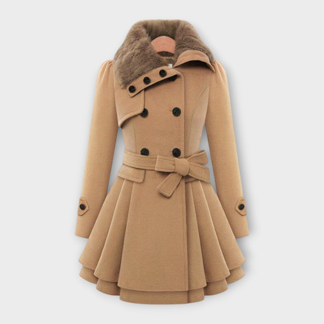 Emma - Elegantní kabát s límcem z umělé kožešiny