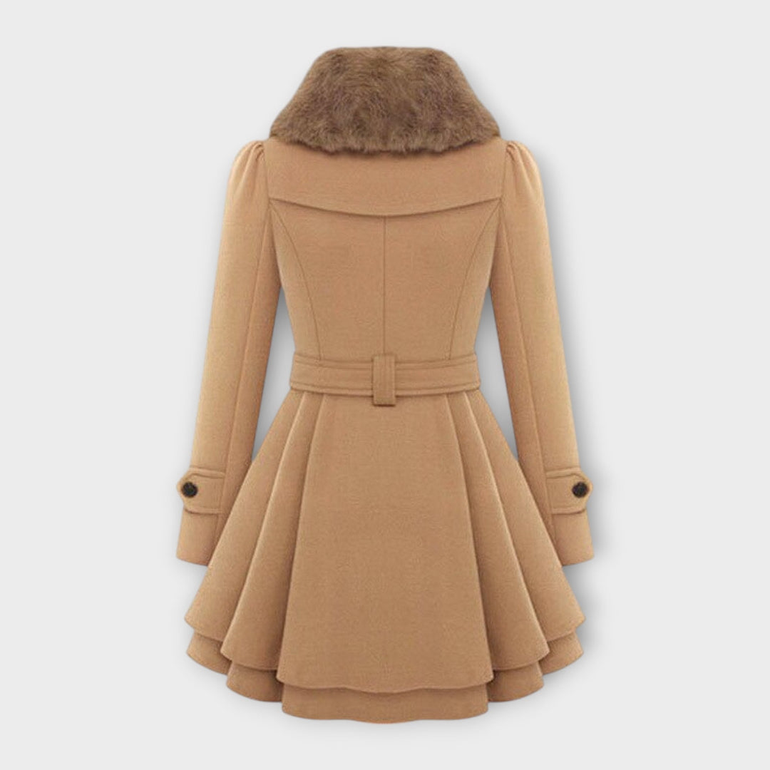 Emma - Elegantní kabát s límcem z umělé kožešiny