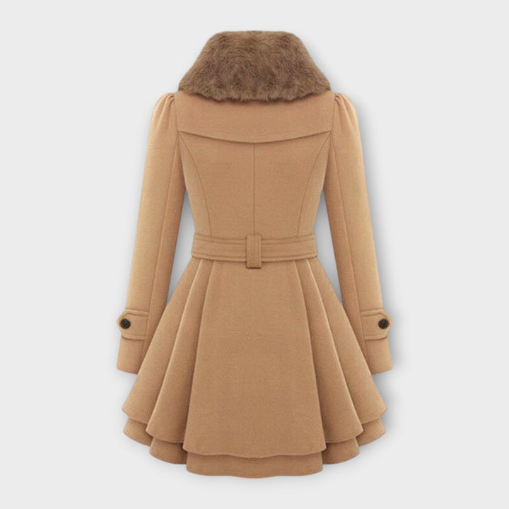 Emma - Elegantní kabát s límcem z umělé kožešiny