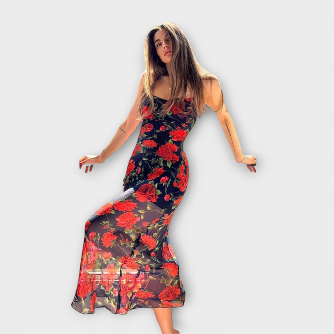 Bodycon-mekko kukkakuviolla ja olkaimilla