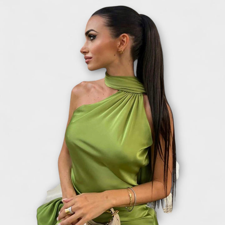 Elegantní maxi šaty s odhalenými rameny a zavazováním za krk