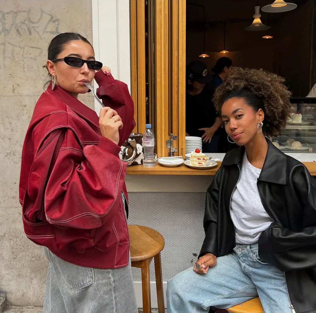 Oversize dámská bomber bunda v červené barvě