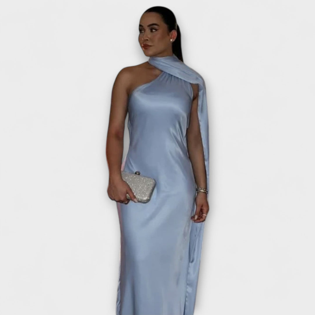 Elegantní maxi šaty s odhalenými rameny a zavazováním za krk