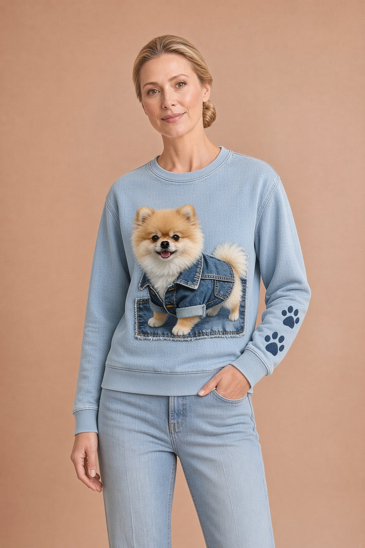Perla – Naisten pitkähihainen huppari retro-tyyliin, patchwork-eläinprintti, rento mukavuus