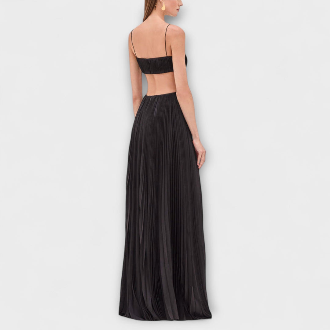 Mireille - Elegantní maxi šaty s plisováním a výřezem