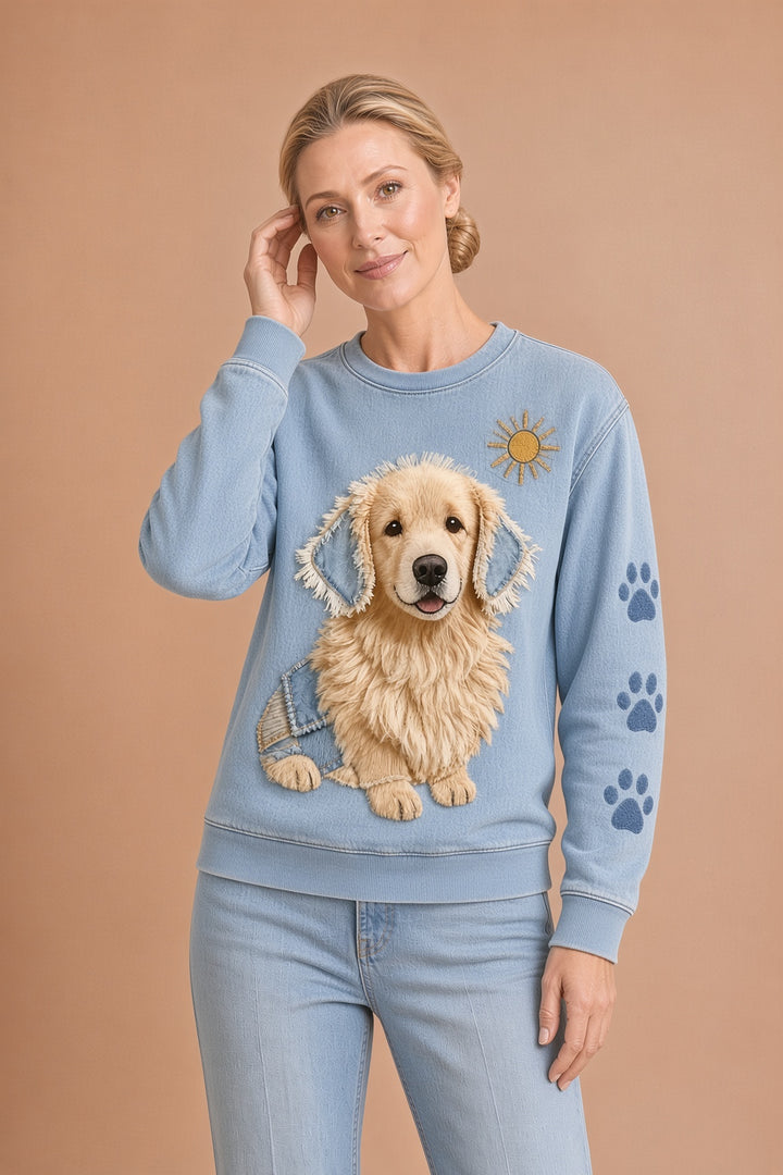 Chica – Naisten pitkähihainen retro-huppari, patchwork-eläinkuosi, rento mukavuus – kuva 2