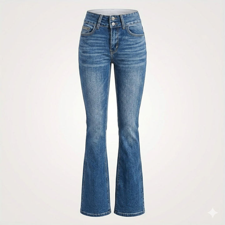 Naisten farkut | Leveälahkeiset, korkeavyötäröiset | Rento denim-tyyli