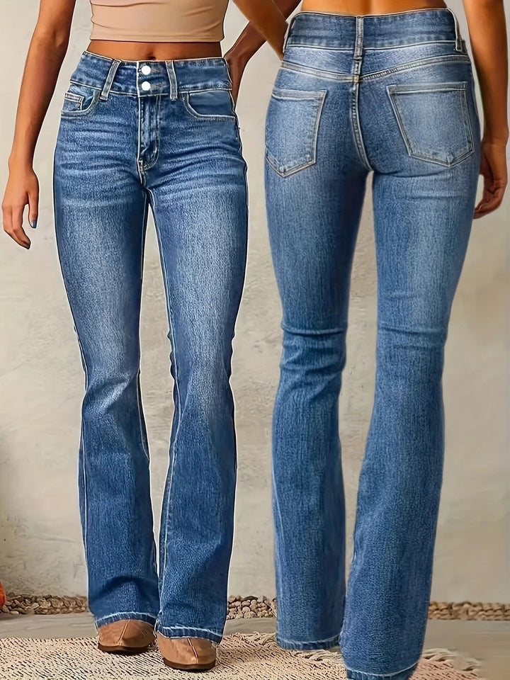 Naisten farkut | Leveälahkeiset, korkeavyötäröiset | Rento denim-tyyli