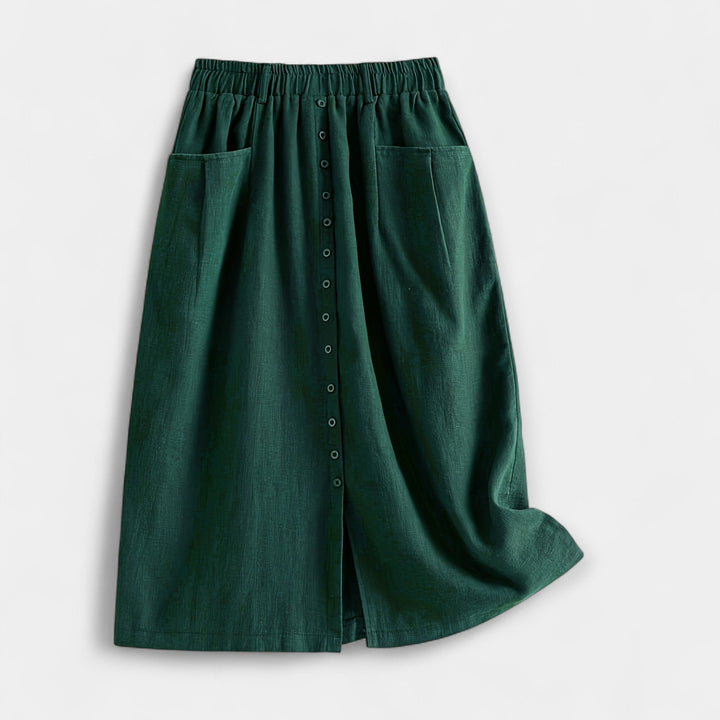 Magdaléna – Tyylikäs vintage-midihame taskuilla