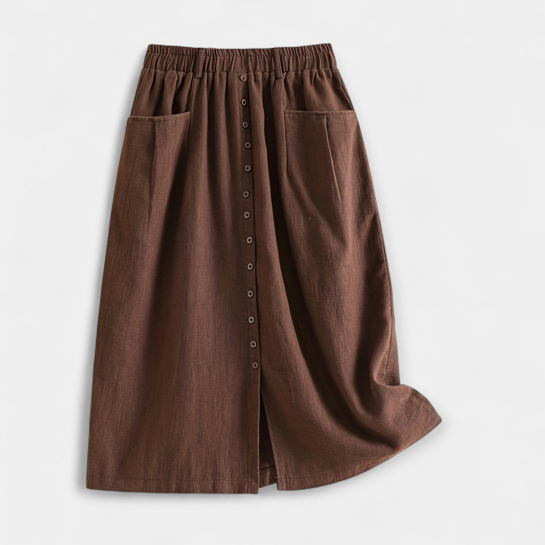 Magdaléna – Tyylikäs vintage-midihame taskuilla
