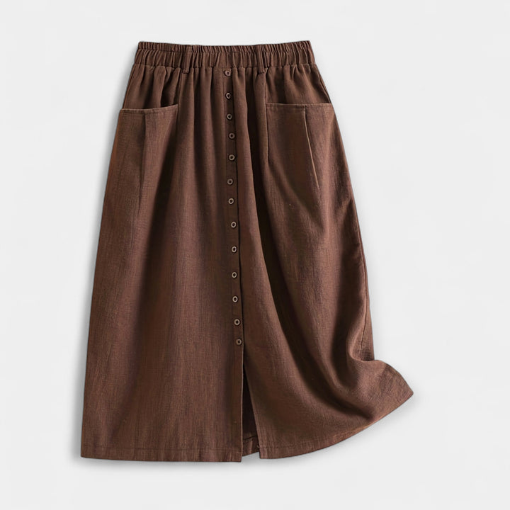 Magdaléna – Tyylikäs vintage-midihame taskuilla