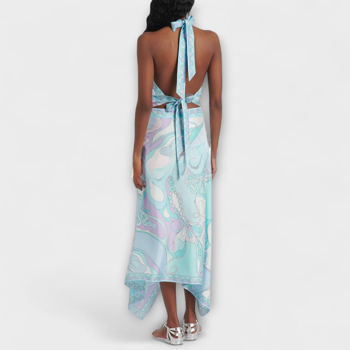 Everly – Halter-toppi ja epäsymmetrinen midihame -setti