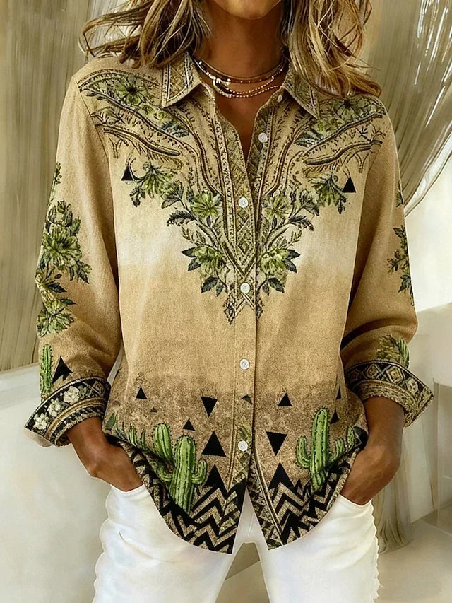 Tucson™ | Vintage-tyylinen kukallinen nappipusero