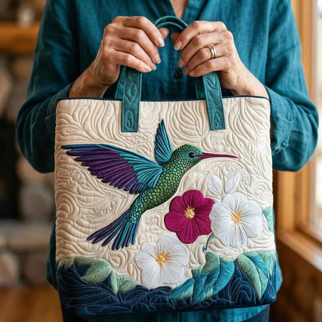 Käsintehty laukku – Kolibri ja kukat
