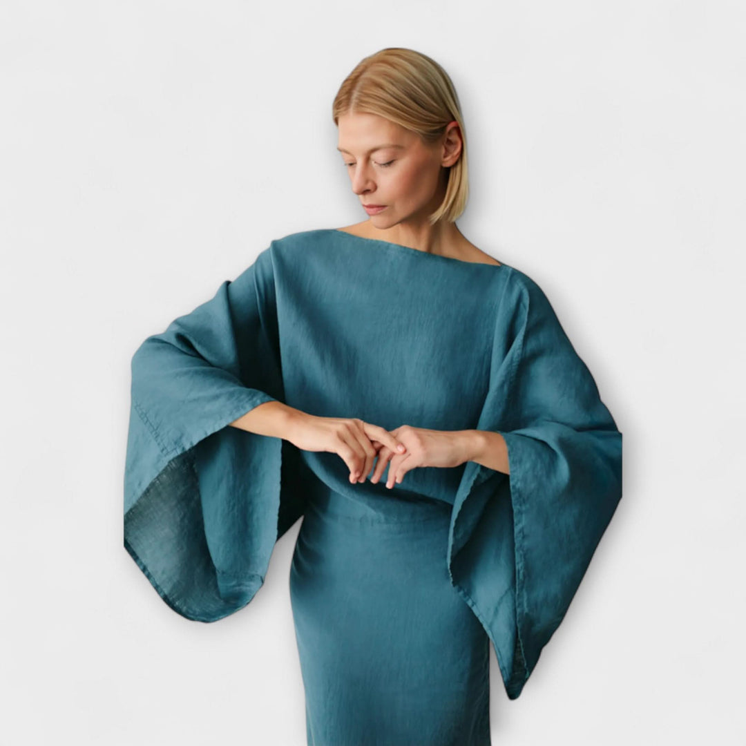 Dana - Kimono šaty vyrobené ze lnu a bavlny