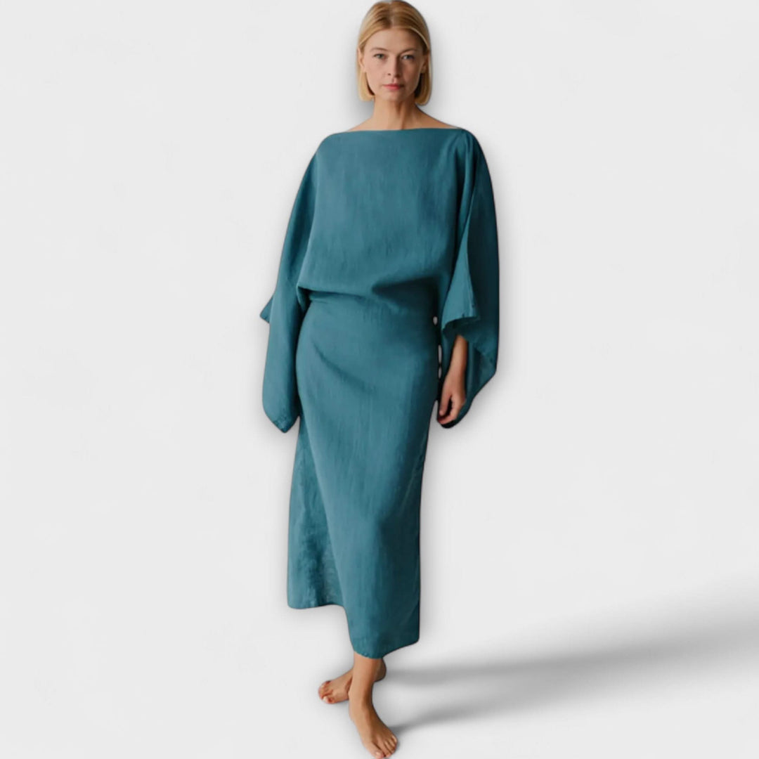 Dana - Kimono šaty vyrobené ze lnu a bavlny