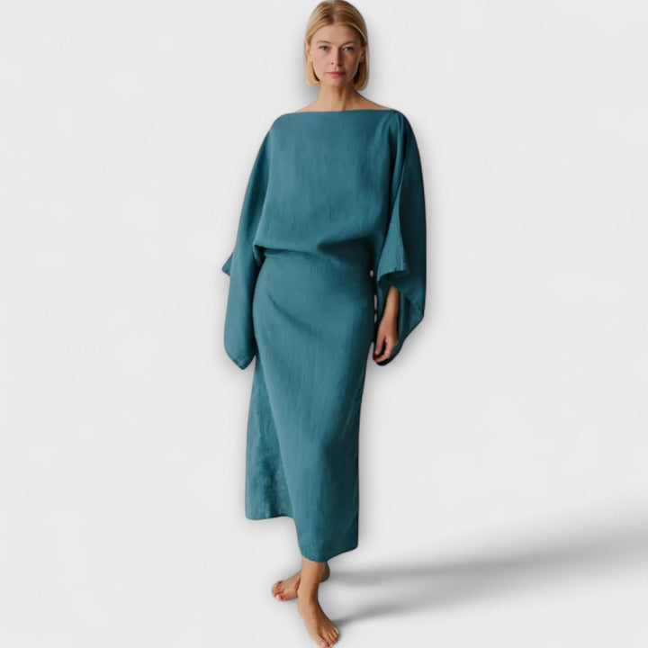 Dana - Kimono šaty vyrobené ze lnu a bavlny