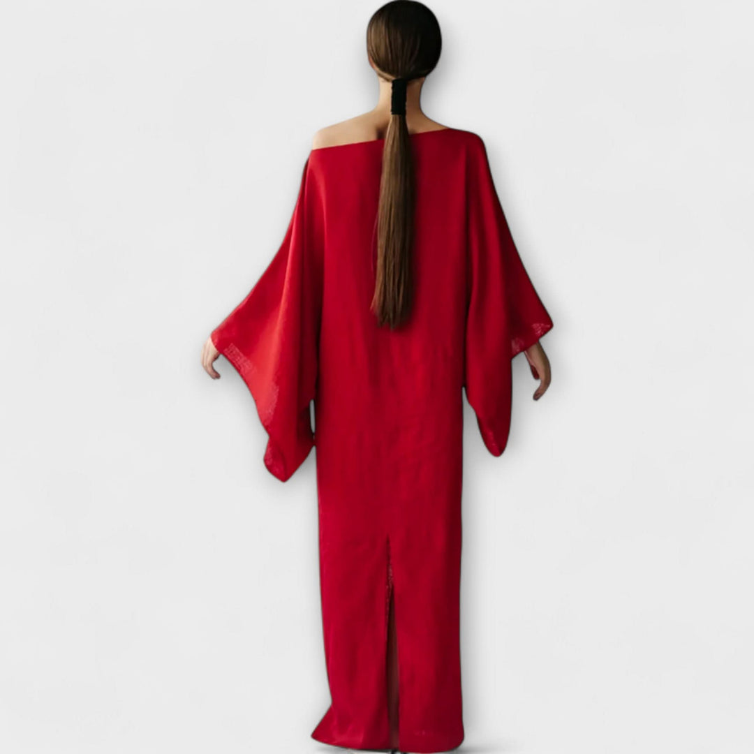 Dana - Kimono šaty vyrobené ze lnu a bavlny