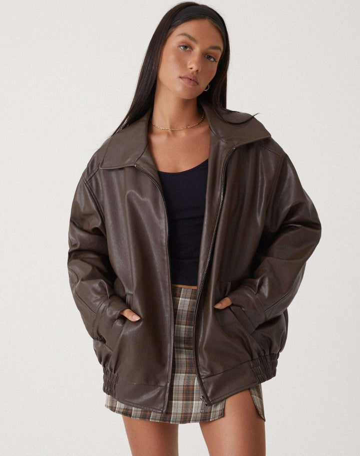 Oversize-bomber-takki tekonahasta naisille