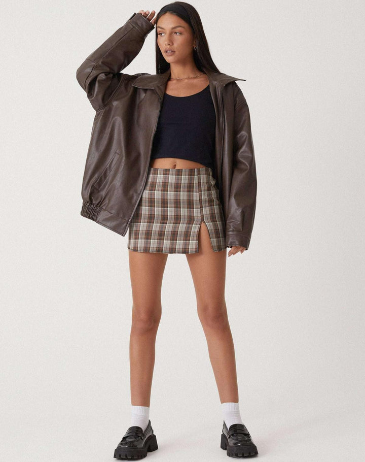 Oversize-bomber-takki tekonahasta naisille